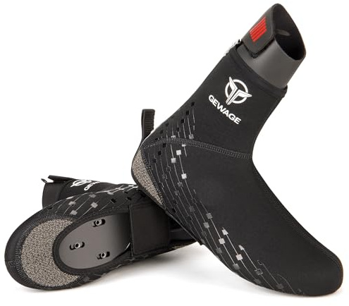 GEWAGE Cycling Shoe Covers -Warm Bike Shoe Covers - Windproof Mountain Road Cycling Overshoes - Cycling Shoe Cover for Men Women (XX-Large) Black