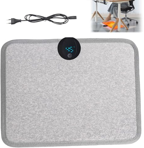 PLLYPE Scaldapiedi con termostato, 220 V, tappetino riscaldato, per ufficio e casa, 35 x 50 cm