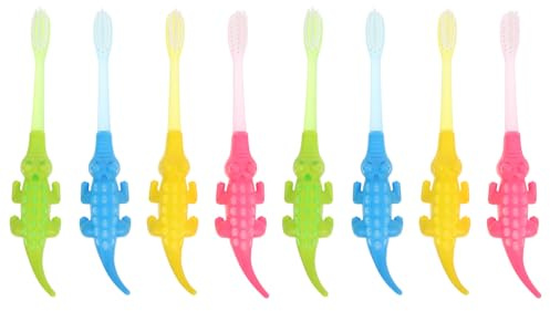 ROMISBABA Cepillo De Dientes Para Pequeños 8 Piezas Mezcla De Colores, Cabezal Pequeño y Cerdas Suaves, Diseño De Dibujos Animados, Limpieza Profunda De Dientes De, Portátil Para Uso Casa y Viajes