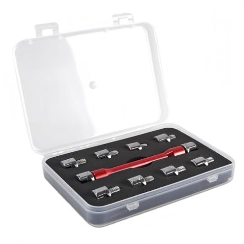 ANCLLO Llave dinamométrica Universal Ajustable para radios de Motocicleta,Juego de Llaves CNC de 5,0 a 6,8 de Longitud, de Aluminio Rojo,con Caja de Almacenamiento para Motos y Motos de Cross.