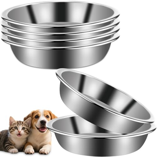 6 Stück 14 cm Katzennapf Edelstahl, rutschfest, Edelstahl 304 Material, Futternapf für Katze, Leicht zu Reinigen, Fressnapf für Katzen und Kleine Hunde