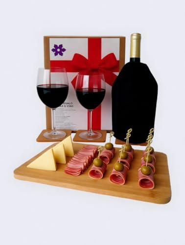 Set Regalo Tabla Quesos Bambu + Enfriador Botellas Vino + 4 Posavasos Corcho Natural – Kit Gourmet Aperitivos y Regalo Elegante Hombre Mujer – Enfriador de Vino , Cava Y Zumos Negro Elegante para Eve