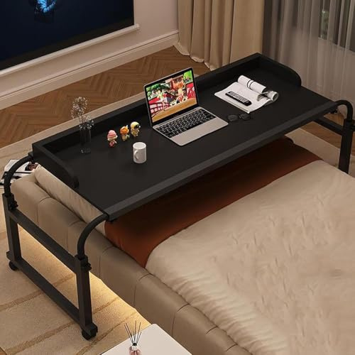 Table de lit à roulettes réglable en hauteur pour hôpital et maison, bureau de lit médical, mobilité facile pour lit king size, hauteur réglable de 65 à 95 cm