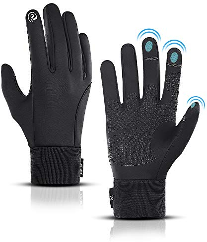 LERWAY Winter Warme Handschuhe, Touchscreen Winterhandschuhe Herren Damen Fahrradhandschuhe Sport Winddichte Handschuhe MTB Handschuhe Schwarz zum Radfahren, Laufen, Fahren, Joggen, Skifahren (XL)