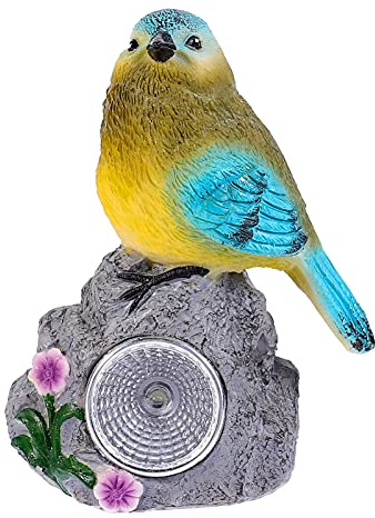 SOLUSTRE Vogel Figur LED Solarleuchten Solar Gartenleuchte Gartenlampe Harz Gartenfiguren Dekofigur Garten Statue Skulpturen Gartendeko Tiere für Wohnzimmer Tischdeko Rasen Hof Terrassen Deko