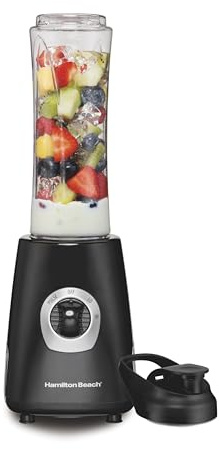 Hamilton Beach Go Sport Portable Blender For Smoothies With 20 Oz. Blend-In Personal Travel Jar, 600 Watt Motor And Stainless Steel Blades For Powerful Blending Performance, Black (51143G)