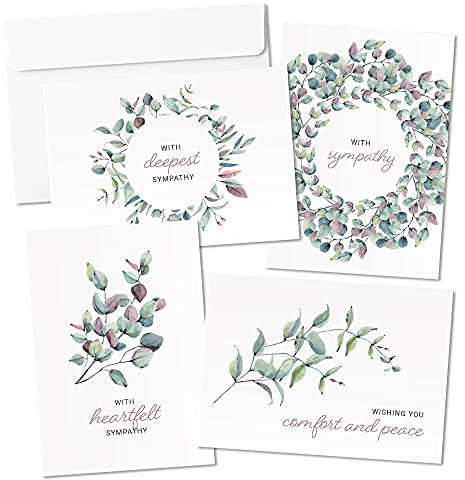 Hat Acrobat Sympathy Cards with Envelopes - 24 Pre-Scored and Double-Sided Watercolor Condolence Cards - Perfect Mix of Expression and Sympathy in a Box of Sympathy Cards with Envelopes (Watercolor)