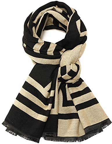 SPFASZEIV Bufanda para mujer, imitación de cachemir, a cuadros, para otoño e invierno cálida Negro XXL
