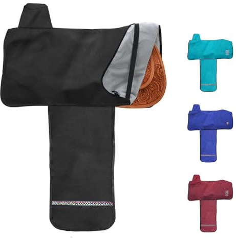 Harrison Howard Soft Fleece Lining Water-Proof Long-Lasting Reliable Protection Western Saddle Cover-Black