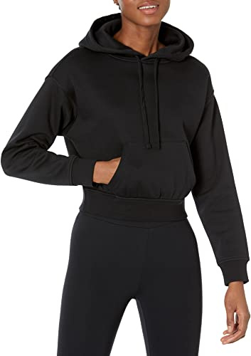Amazon Essentials Women's Crop Pullover Hoodie Sweatshirt (Available in Plus Size), Black, Small