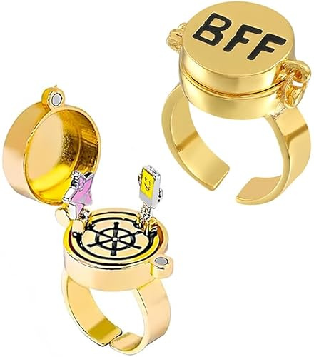 YeahBoom BFF Ring, Amici per Sempre, Best Friends Ring, Anello Amici, Regali per Adulti, Corno