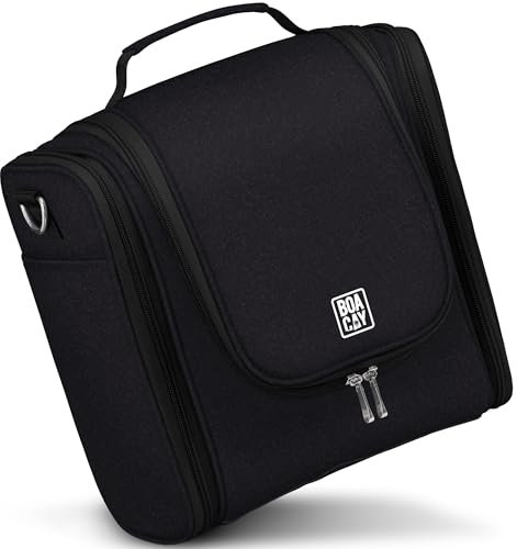 BOACAY Extra Große Kulturbeutel für Damen, Herren, Kinder, Kulturtasche mit Henkel, Reise Kosmetiktasche zum Aufhängen, Schminktasche, Waschtasche