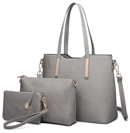 Miss Lulu Borsa Università Donna Nero Grande, Borsa a Mano Set Tote Bag Impermeabile PU Pelle,Borse a Spalla Tracolla Donne per Shopping Scuola Viaggio