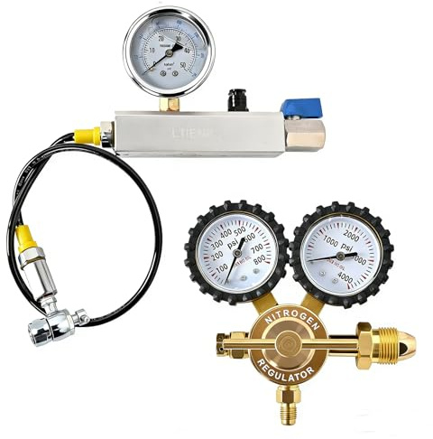 LTIENBST Kit de remplissage d'amortisseur à l'azote avec valve Schrader 556 & 700Psi Régulateur d'azote Outil de remplissage d'amortisseur Compatible with Off-road Bike, ATV, ATC, UTV, Dirt Bike