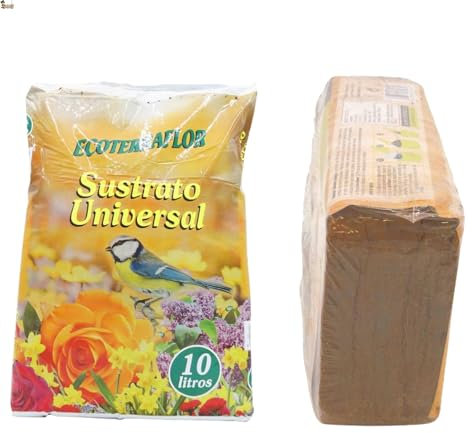 BricoLoco.com Sustrato (10 lts) con Fibra Coco (10 lts). Tierra drenante y aireado para Plantas. Sustrato con Drenaje Cactus y suculentas. Evita encharcamiento y podredumbre raíces (Sustrato + Coco)