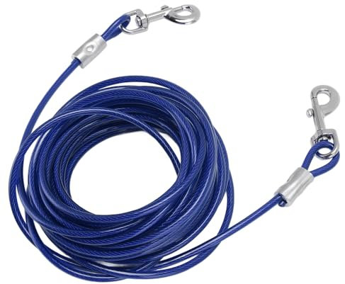Cable de Amarre para Perros Recubierto de PVC Resistente Al óxido con Alta Resistencia a Las Mordeduras para Actividades Al Aire Libre, Correa de Doble Cabeza para Acampar (6 mm