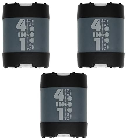 KUM AZ1028316-S - Anspitzer mit Behälter 4in1 schwarz, 3 Spitzer mit Click Clack Verschluss aus Kunststoff