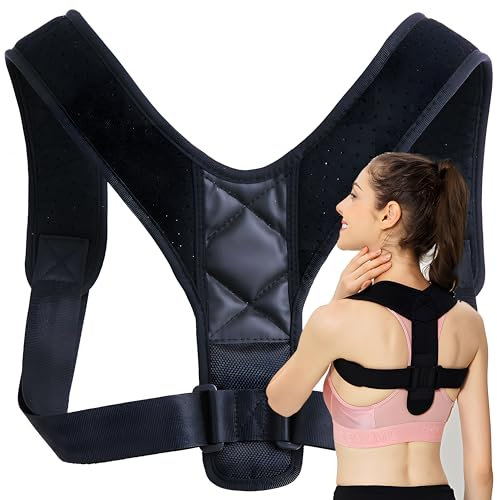 Retoo Haltungskorrektur Geradehalter Rücken Rückenstabilisator mit Verstellbarem Gurt Rückenstütze für Damen und Herren Posture Haltung Korrektur Klettverschluss Universalgröße Schwarz