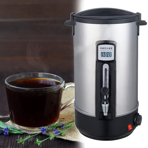 GESAIDES Cafetera Comercial, Dispensador de Café Grande de Acero Inoxidable de 200 Tazas, Cafetera Eléctrica de Doble Pared, Cafetera Eléctrica, Cafetera Comercial de Agua Caliente para Catering,35L