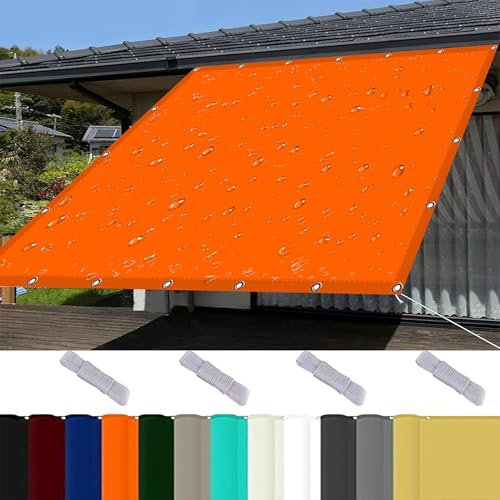 Sunscreen Awning Canopy 3.3 x 3.6 m Pes Polyester,98% UV Block Pergola Canopy Covers with Free Rope with Grommets Pes Sunsail for Camping Beach Deck Porch, Orange