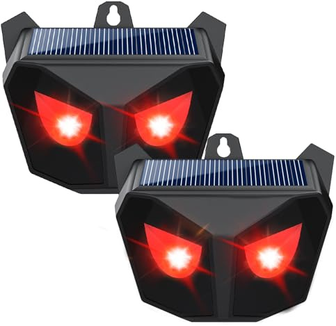 COODAY solare per selvatici animali Repellente,Predator Eye rosse luce Repellente animali,Sorveglianza 360° Animali Selvatici,Deterrente per Giardino Uccelli Gatti I topi,i lupi.