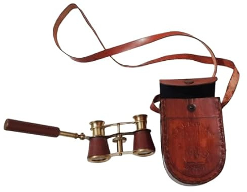 Vintage Brass & Leather Opera Glasses with Handle & Case – Classic Binoculars for Theatre, Opera and Concerts Retro Collectible & Elegant Gift
