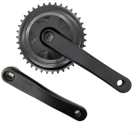Juego de manivela de bicicleta de aleación de aluminio 42/38T 170 mm con soporte inferior cónico cuadrado para bicicletas plegables y bicicletas eléctricas, montaje de plato y brazo negro (negro 38T)