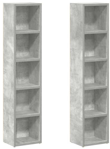 vidaXL 2X Estantería de CDs Armario Estante de Pie Almacenamiento Almacenaje Mueble Libros Práctico Decorativo Casa Hogar Gris Hormigón Contrachapada