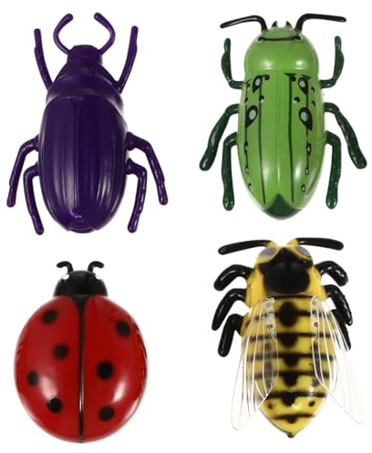 Happyyami 4 juguetes para gatos eléctricos interactivos, insectos para mascotas, mariquitas, coche, caminatas, insecticida eléctrico, mini juguete con batería (estilo mixto)