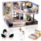 Cuteefun DIY Miniatur Puppenhaus Kit zum BAU Miniatur Loft-Haus mit Musik Möbeln und Werkzeugen Selber Bauen Kreative Bastelgeschenkidee (Freizeit)