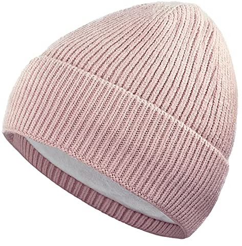 AUSUAYA Bonnet doublé polaire pour femmes et hommes, bonnets d'hiver chauds pour temps froid Bonnet crâne S-K-H-1, Rose, M