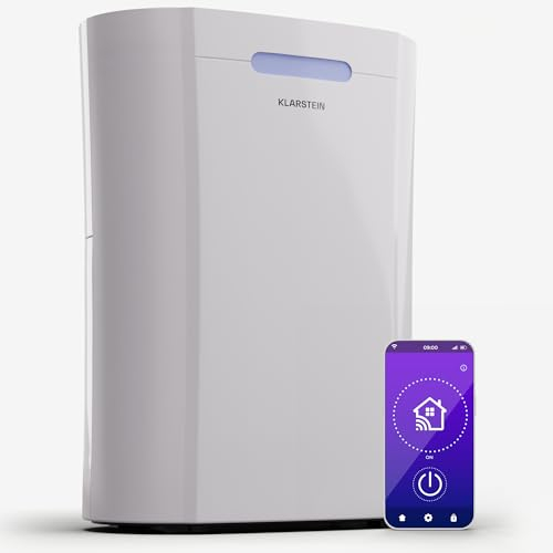 Klarstein Luftentfeuchter Elektrisch, Luftentfeuchter für Wohnung, Bad & Keller, Sparsamer Luft-Entfeuchter Leise, Elektrischer Dehumidifier mit Touch-Bedienfeld, Bautrockner mit 10L Kapazität