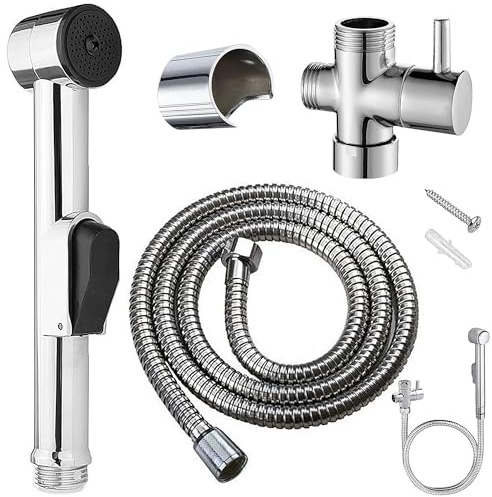 Bidé handdusch set, handspruta med kran omkopplingsventil, högkvalitativ handdusch i rostfritt stål för handfat med duschslang 150 cm för handfat badrum kök