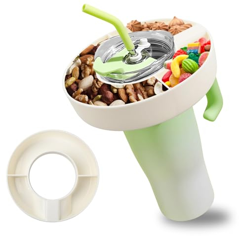 emperoch Snackteller für Stanley Cup Snack Tablett kompatibel mit Stanley Quencher 40oz Tumbler mit Griff Silikon-Snackschale Kompatibel mit Stanley Snack-Tablett, Platte, Behälter mit 3 Fächern