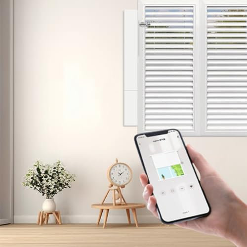 Blindsmart Motorized Plantation Shutters Opener, Automatic Plantation Shutters Opener for Windows Inside - Remote/App/Voice Control (Zigbee Version, Motor with Remote)