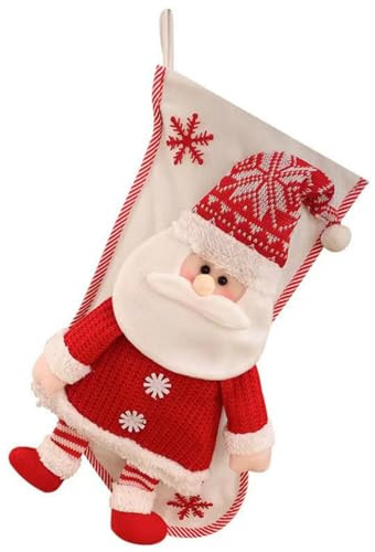 Liooce Calza Natalizia,Calza di Natale Set,Christmas Stockings Calze Natalizie per Camino Decorazione per Calze di Natale（Babbo Natale）