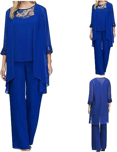 Huoghebg Completo da Donna 3 Pezzi Chiffon Slim Fit Business Blazer d'Affari Elegante Ufficio Cappotto Giacca e Pantaloni e Crop Top Set Giacca da Donna A Maniche Lunghe Elegante Abbigliamento