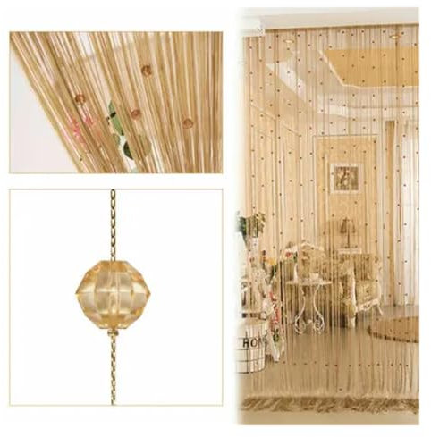 CYMMIYT Cortinas de Cristal Cortina de Puerta con Cuentas de Cristal de 100x200cm, Ventana, Divisor de habitación, decoración del hogar, Cortinas for Ventana de Sala de Estar salón Comedor(Champagne)
