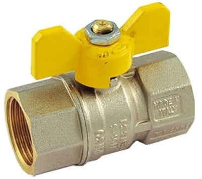 Tiemme Valvola arresto a sfera in ottone con farfalla per gas, femmina/femmina, attacco 3/4
