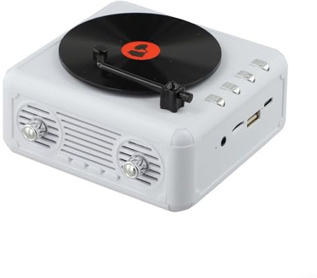 Radio retro, altavoz Bluetooth portátil con radios FM, reproductor vintage, altavoz compatible con Bluetooth (blanco)
