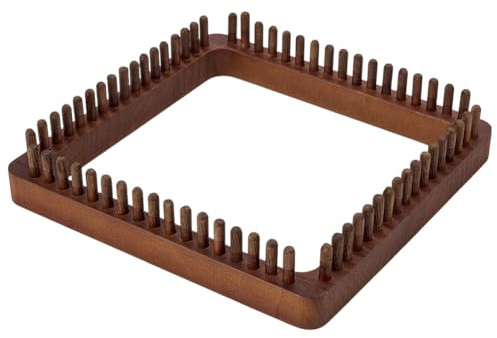 FINGERINSPIRE Telar estrecho de 20 x 20 x 4 cm, de madera, cuadrado, tabla de tejer, color marrón coco, hecha a mano, para herramientas de costura, suministros de bricolaje