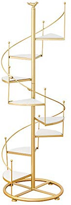 JFUNANQH Support de Plante en Fer en Forme d'escalier en colimaçon, Support de Pot de Fleurs Rotatif, décoration d'intérieur de Style Nordique pour Patio, Jardin et Salon.