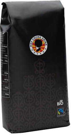 Hot Cocoa Drink (1Kg) – Fairtrade Bio Kakaopulver - zartbitter & vollmundig - leicht löslich – Ideal für heiße Schokolade & Desserts - Afro Coffee