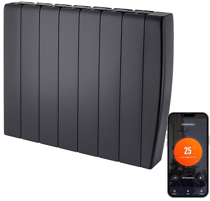 TCP Smart Ceramic Panel Radiator 2000W (Black) – Smart WiFi Electric Heater with Remote App Control, Slimline Wall Mounted Design, Ceramic Core Fast Heat, Energy Saving