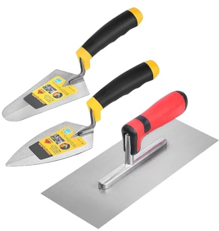 Folpus Set di 3 utensili per muratura, cazzuola di finitura piatta, cazzuola di misurazione per calcestruzzo