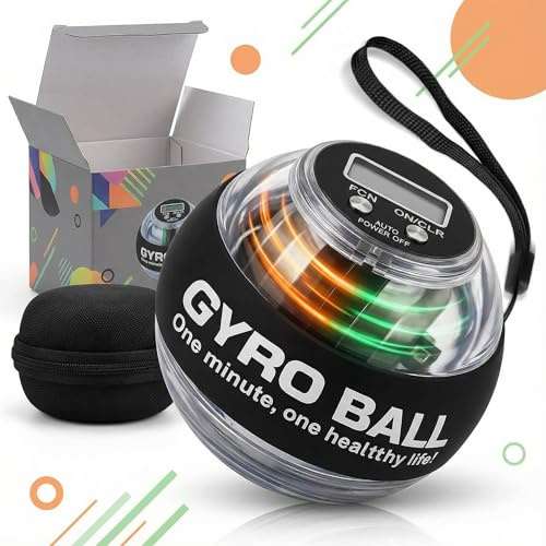 Torque ball,2026 Upgraded Wrist Ball Exerciser,Auto-Start Gyroscopic Forearm Exerciser,Hand Strengthening,Resistance,LED colored lights,Portable with Counter (Counting)