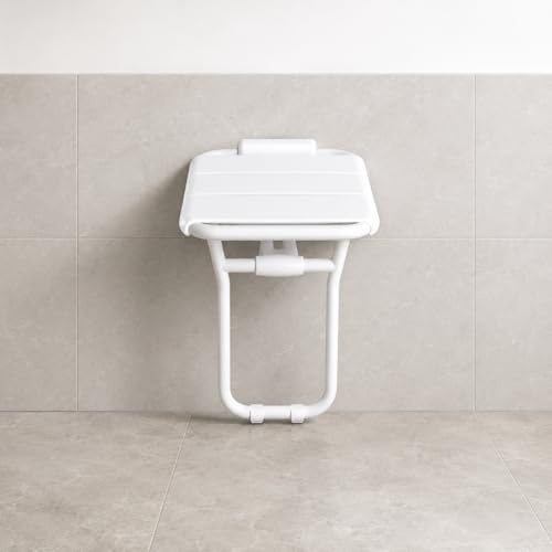 Asiento de Ducha Plegable, Taburete de Baño Antideslizante y Silla Abatible para Personas Mayores o con Movilidad Reducida, Banco para Bañera