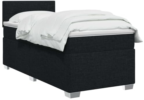 vidaXL Lit boxspring avec Matelas Noir 90 x 190 cm Tissu