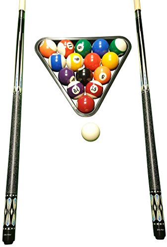 John West Profi Billard Set - Kugeln + Triangel + 2 Profi Queues JW-3