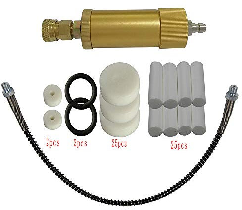 UP100 1 Set New Gold High Pressure PCP Hand Pump Air Filter Oil-Water Separator with Hose Female and Male Connector PCP Air Tank M10 x 1 (Tube length 100CM)